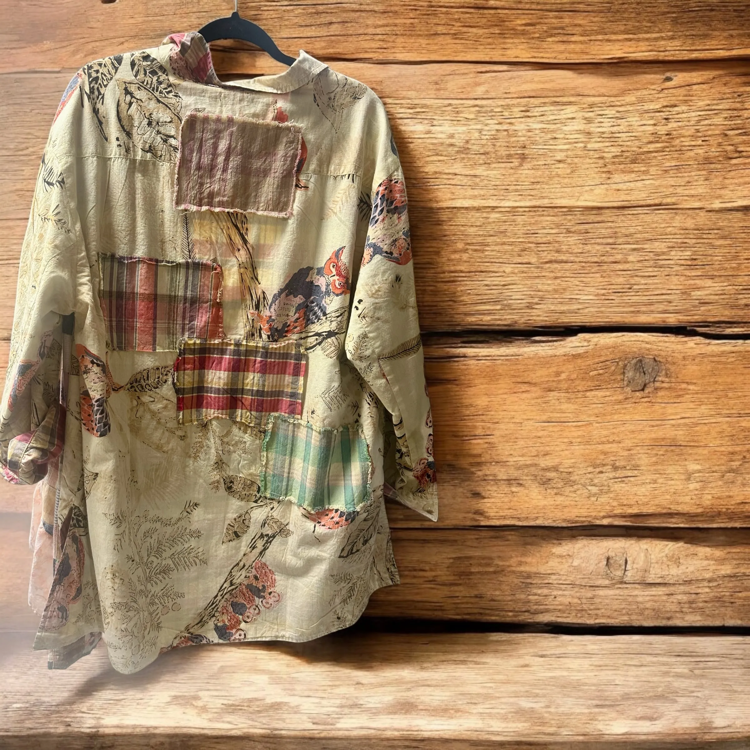 Reversable Floral/Plaid Patch Shacket