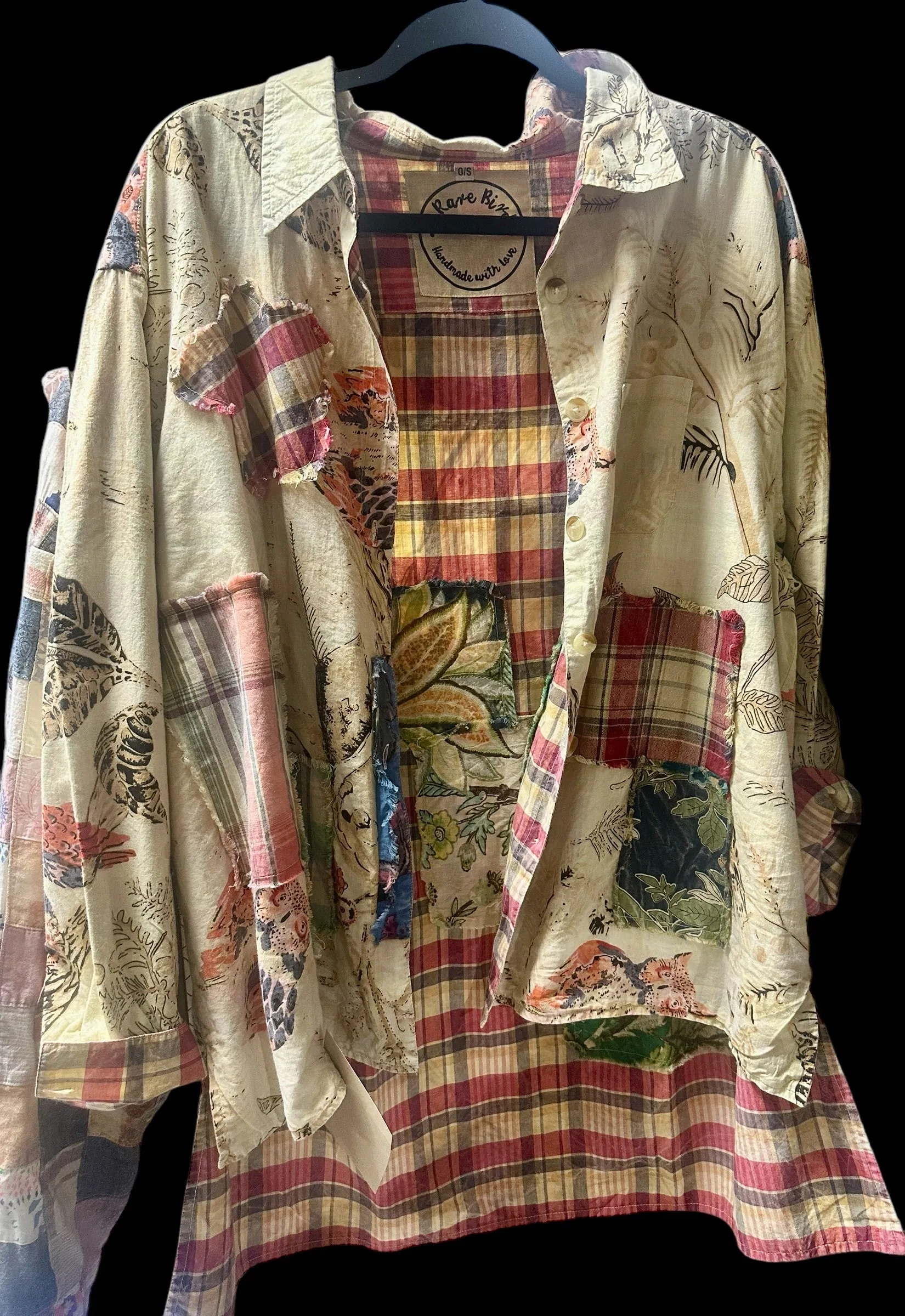 Reversable Floral/Plaid Patch Shacket