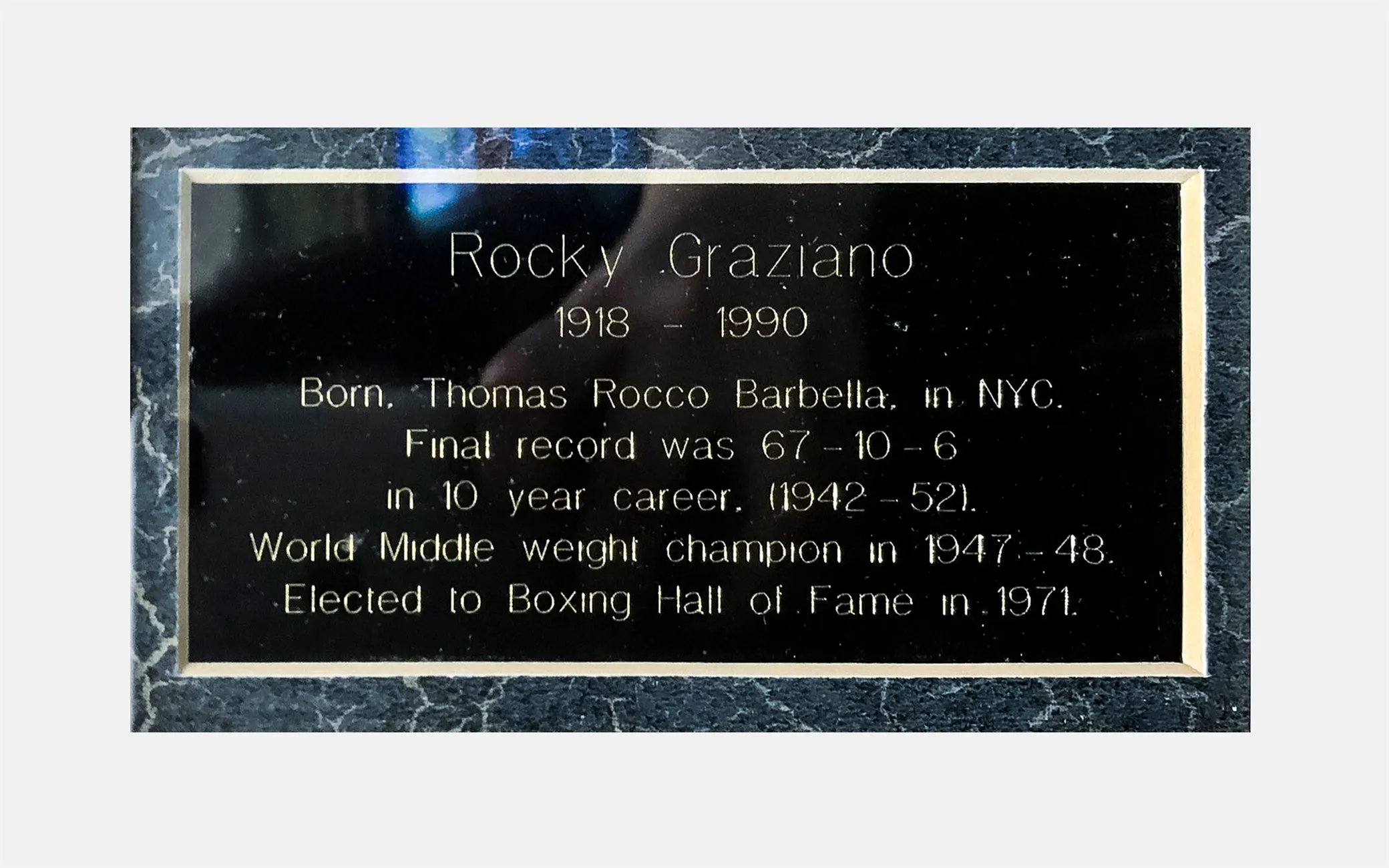 ''ROCKY GRAZIANO'' Framed C.1950s Autographed Portrait- $10K APR w/ CoA!