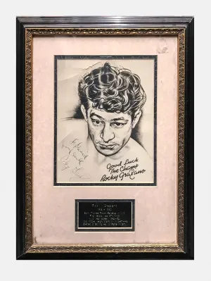 ''ROCKY GRAZIANO'' Framed C.1950s Autographed Portrait- $10K APR w/ CoA!