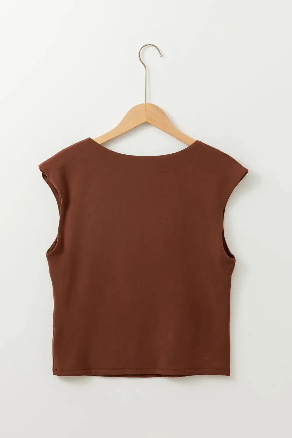 Round Neck Slim Cap Sleeve Top for Women Casual Style