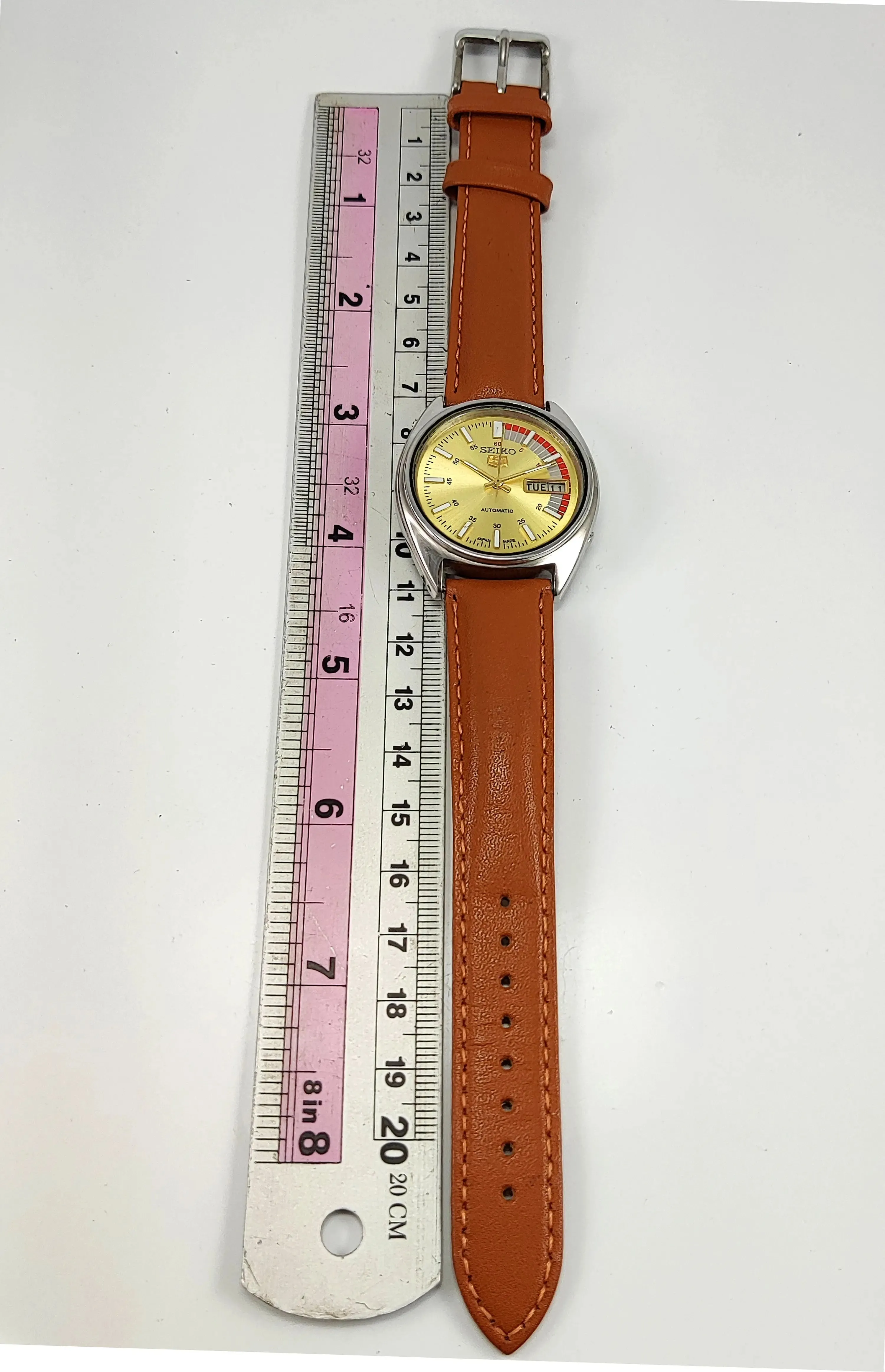 Seiko 5 6309 Golden Dial 17 Jewels Automatic Day Date Men's Watch
