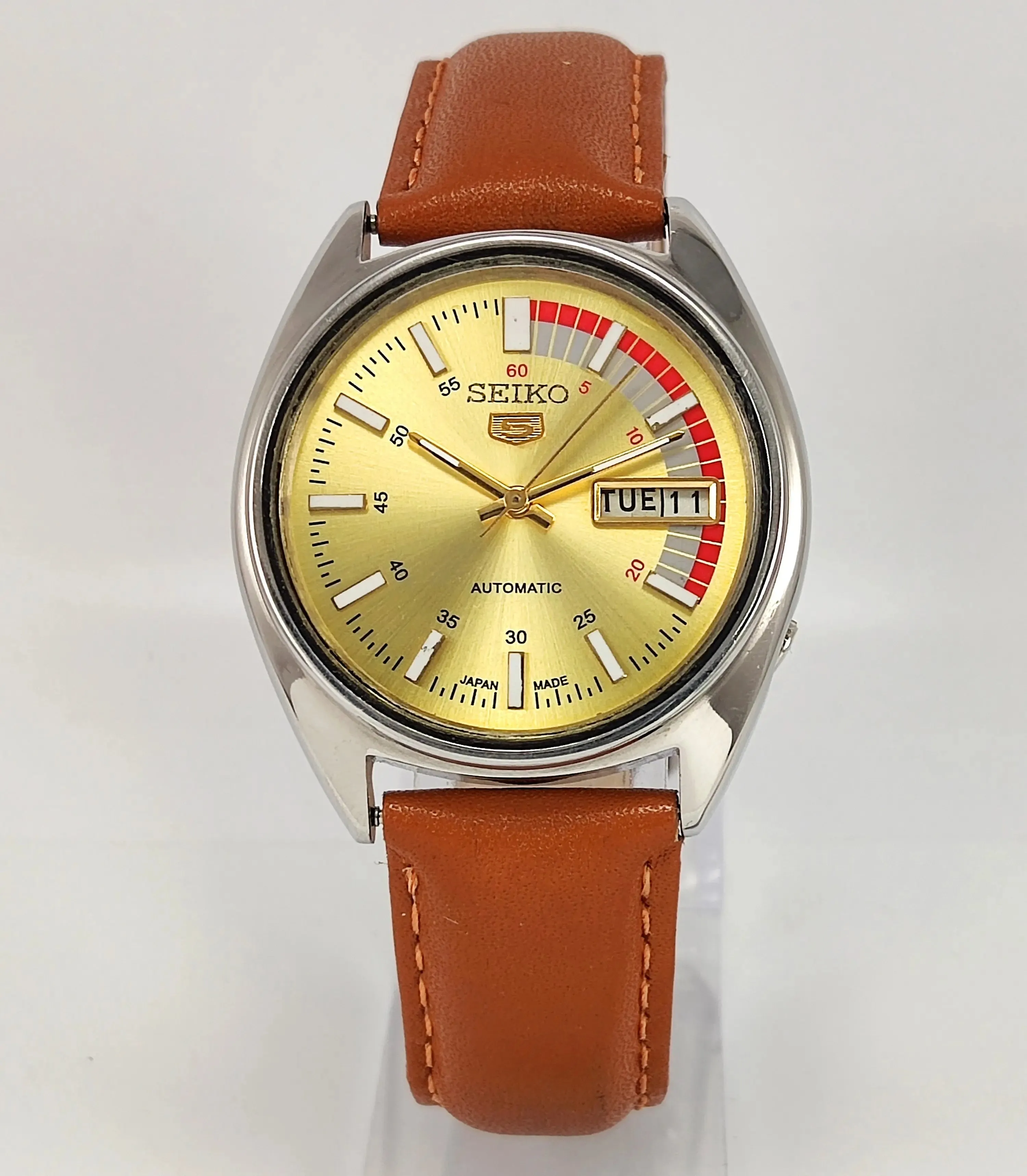 Seiko 5 6309 Golden Dial 17 Jewels Automatic Day Date Men's Watch