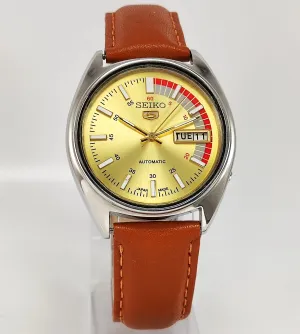 Seiko 5 6309 Golden Dial 17 Jewels Automatic Day Date Men's Watch