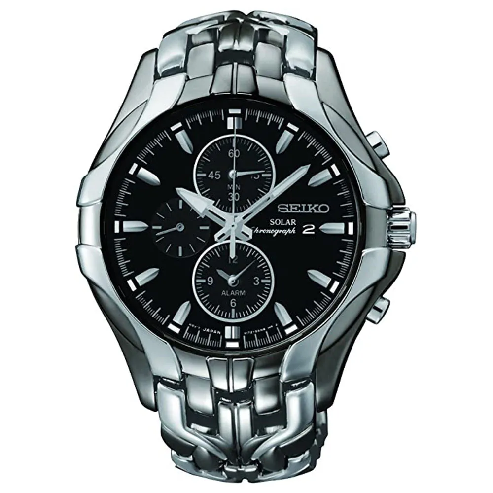 Seiko Mens Excelsior Bronze Black Dial Bicolor Band Stainless Steel Solar Watch - SSC139