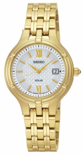 Seiko Women's SUT018 White Dial Gold-Tone Stainless Steel Watch