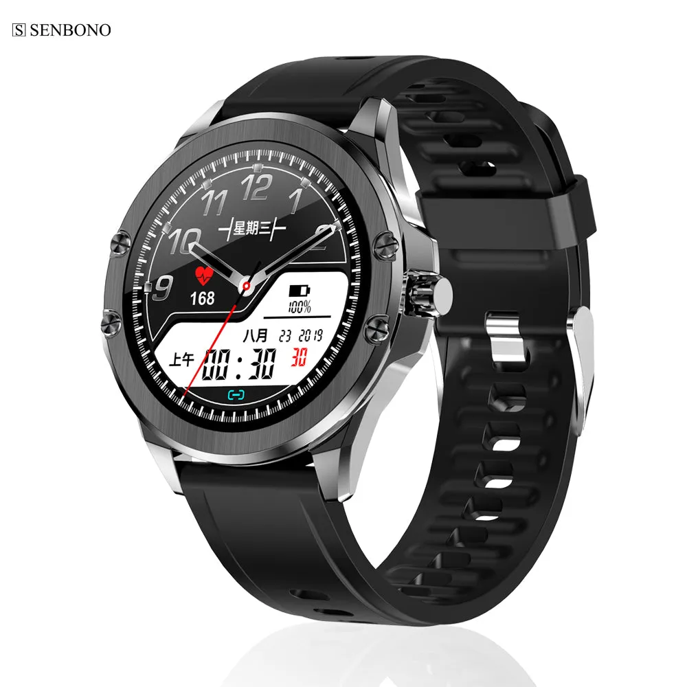 SENBONO S11 smart watch support add watch faces calls SMS reminder swimming sport fitness tracker