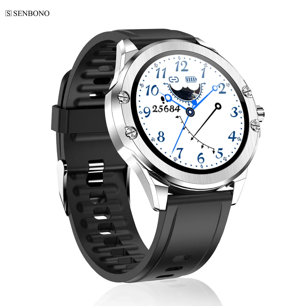 SENBONO S11 smart watch support add watch faces calls SMS reminder swimming sport fitness tracker