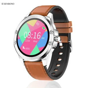 SENBONO S11 smart watch support add watch faces calls SMS reminder swimming sport fitness tracker