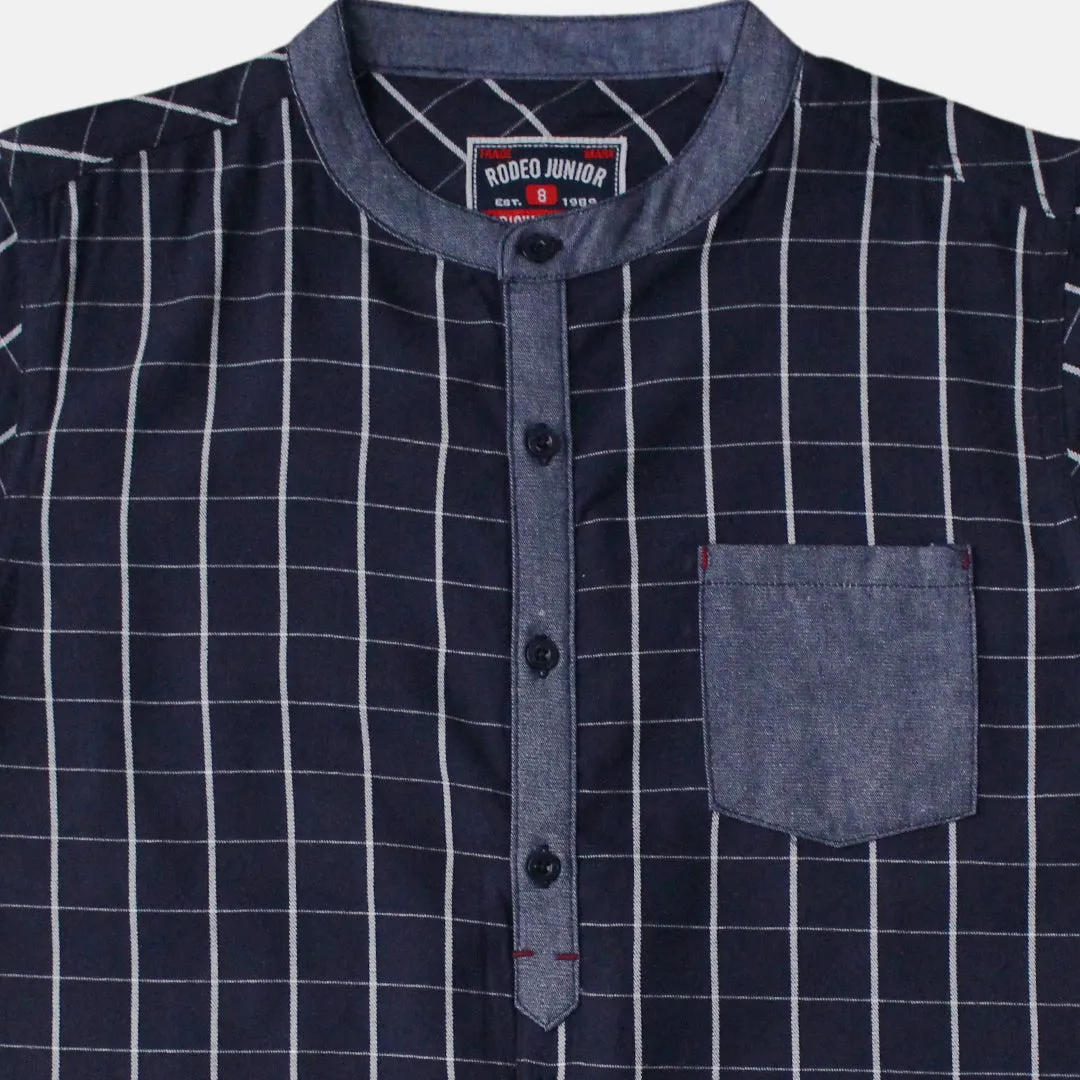 Shirt/ Kemeja Anak Laki/ Rodeo Junior Navy Checked Shirt Casual Style
