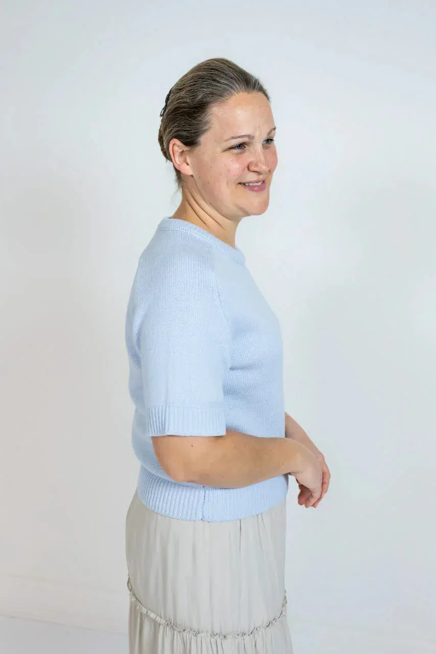 Sierra Classic Sweater Top in Powder Blue