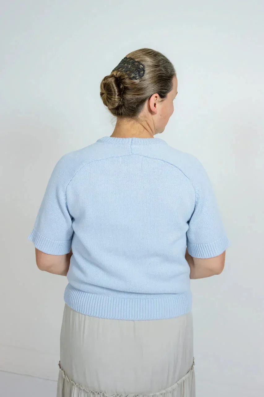 Sierra Classic Sweater Top in Powder Blue