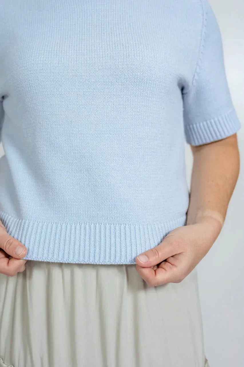Sierra Classic Sweater Top in Powder Blue