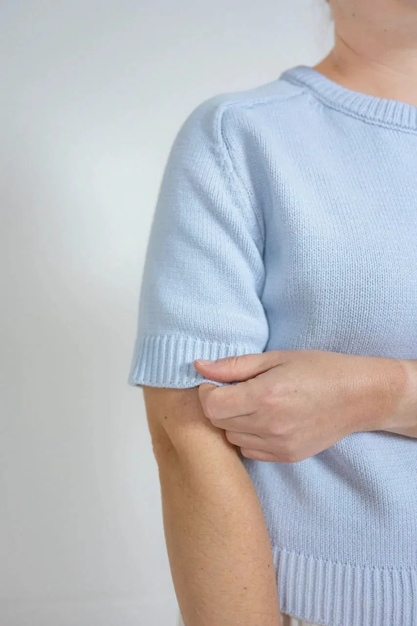 Sierra Classic Sweater Top in Powder Blue