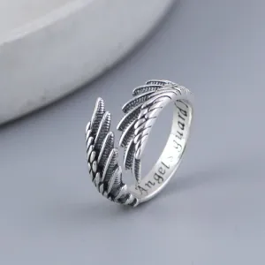 Silver Feather Wings Ring