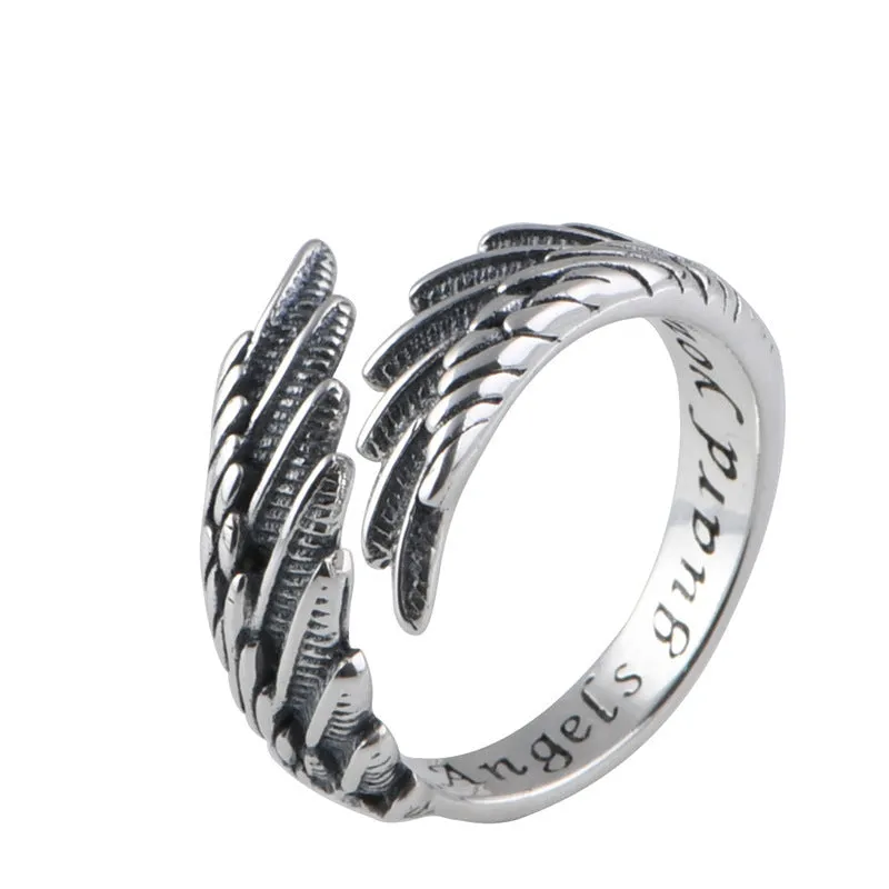 Silver Feather Wings Ring