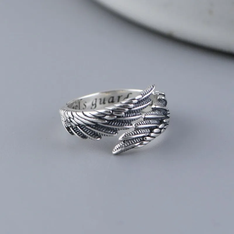 Silver Feather Wings Ring