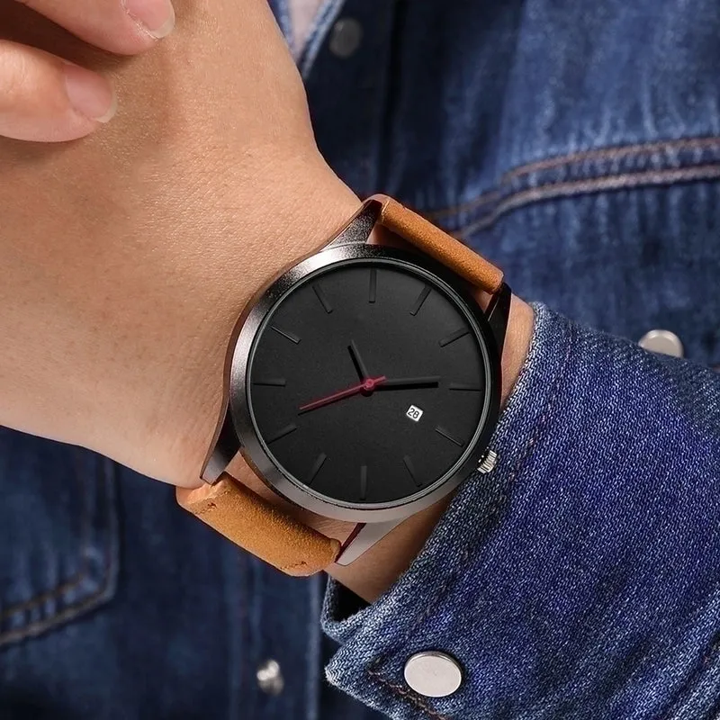 Simple Big Watch Men's Fashion Matte Belt Quartz Watch Calendar Men's Sports Watch Wholesale