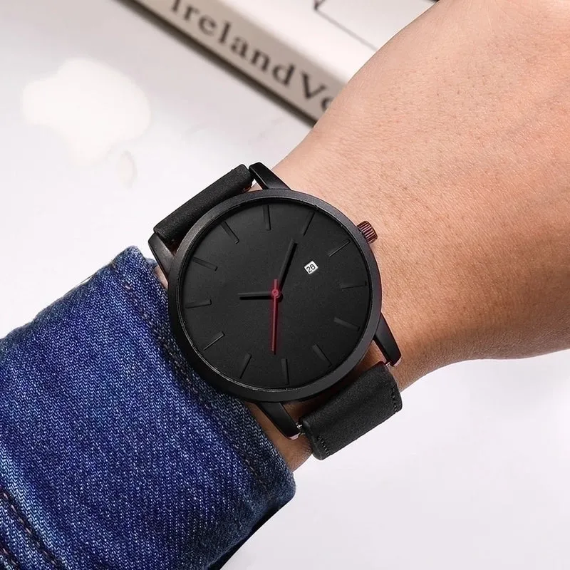 Simple Big Watch Men's Fashion Matte Belt Quartz Watch Calendar Men's Sports Watch Wholesale