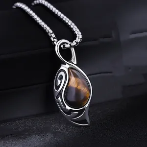 Simple Personality Tiger Eye Stone Men's Necklace