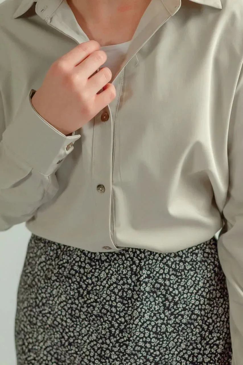 Sinclair Silky Button Top in Dusty Sage - FINAL SALE