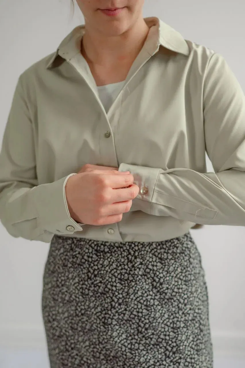 Sinclair Silky Button Top in Dusty Sage - FINAL SALE