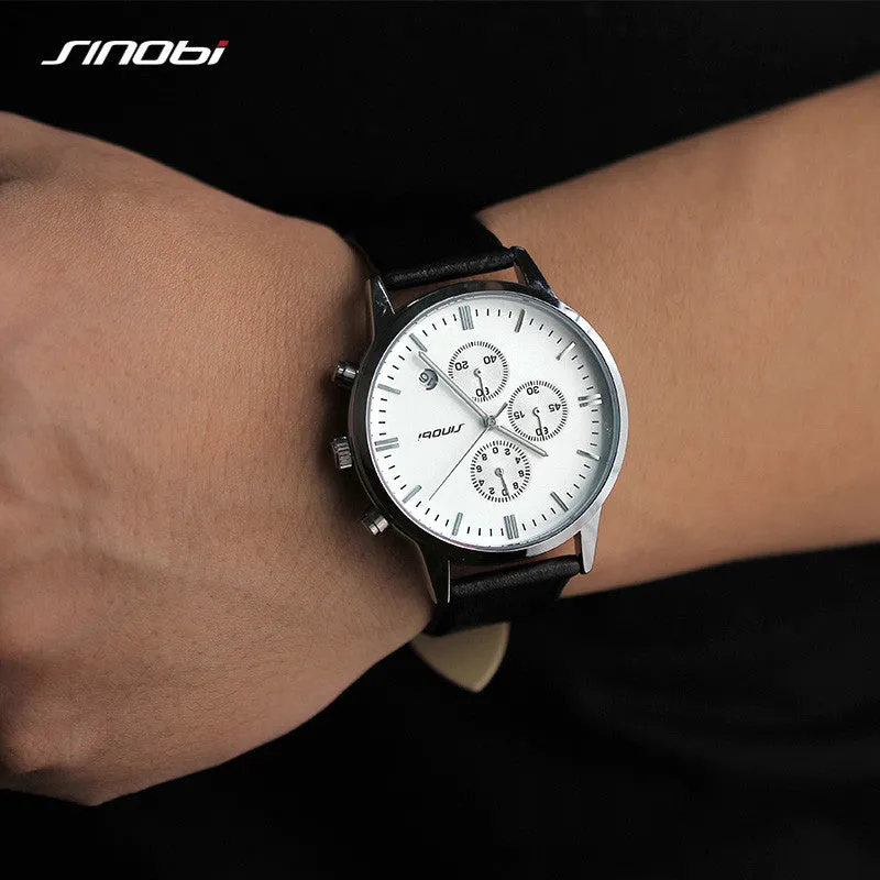 SINOBI Rose Gold Blue Watches Men Fashion Dress Woman's Quartz Watch Unique Design Leather Wristwatch for Male