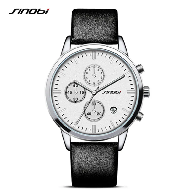 SINOBI Rose Gold Blue Watches Men Fashion Dress Woman's Quartz Watch Unique Design Leather Wristwatch for Male