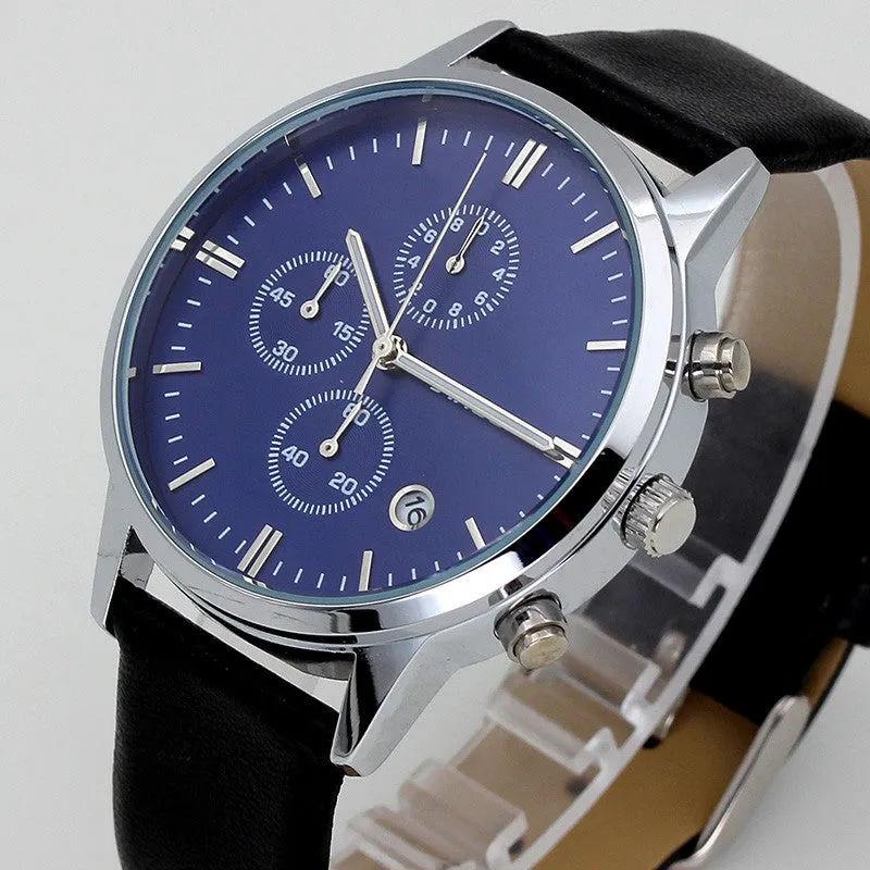 SINOBI Rose Gold Blue Watches Men Fashion Dress Woman's Quartz Watch Unique Design Leather Wristwatch for Male
