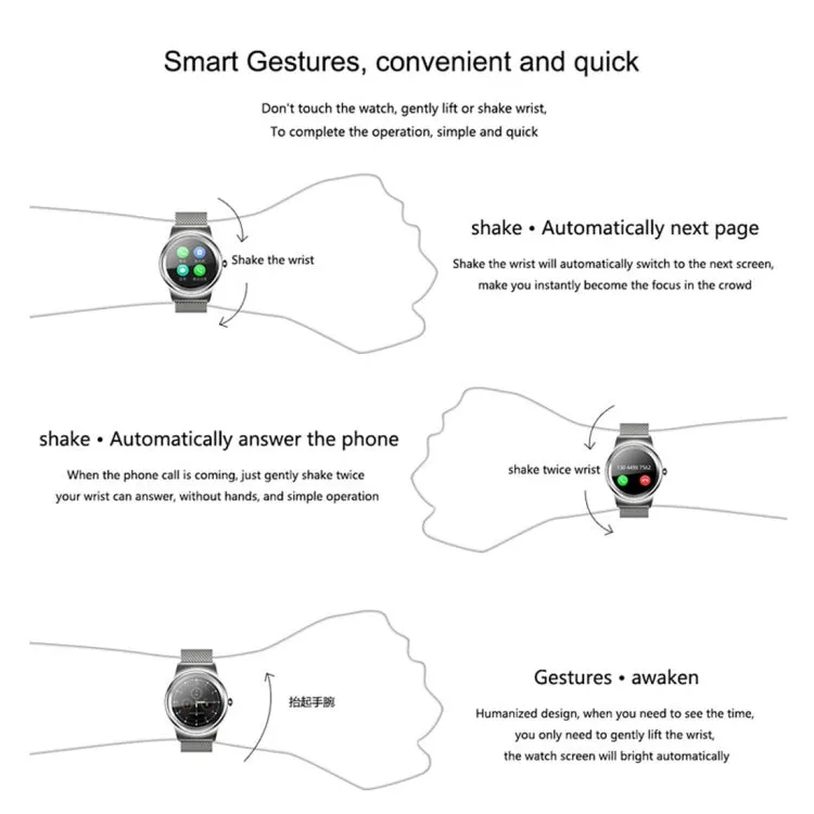 SMA-Round 1.28 inch Color Touch Screen Bluetooth Steel Strap Smart Watch, Waterproof, Support Voice Control / Heart Rate Monitor / Sleep Monitor / Bluetooth Camera, Compatible with Android and iOS System