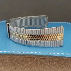 Speidel Stainless Steel & Gold-Tone 18mm 19mm 20mm NOS 1970s Vintage Watch Band