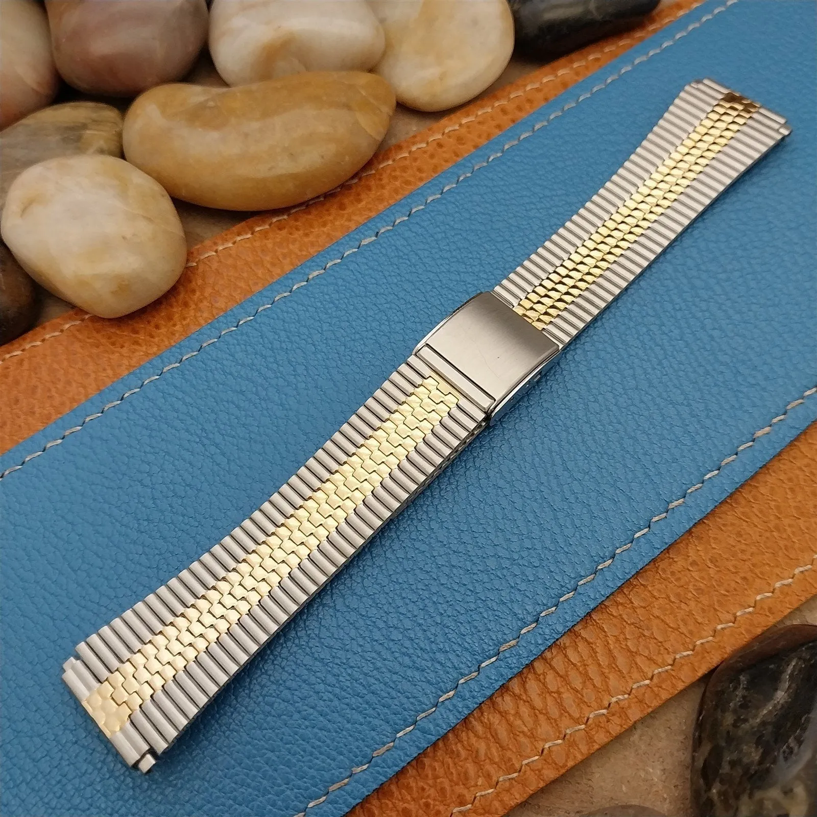 Speidel Stainless Steel & Gold-Tone 18mm 19mm 20mm NOS 1970s Vintage Watch Band