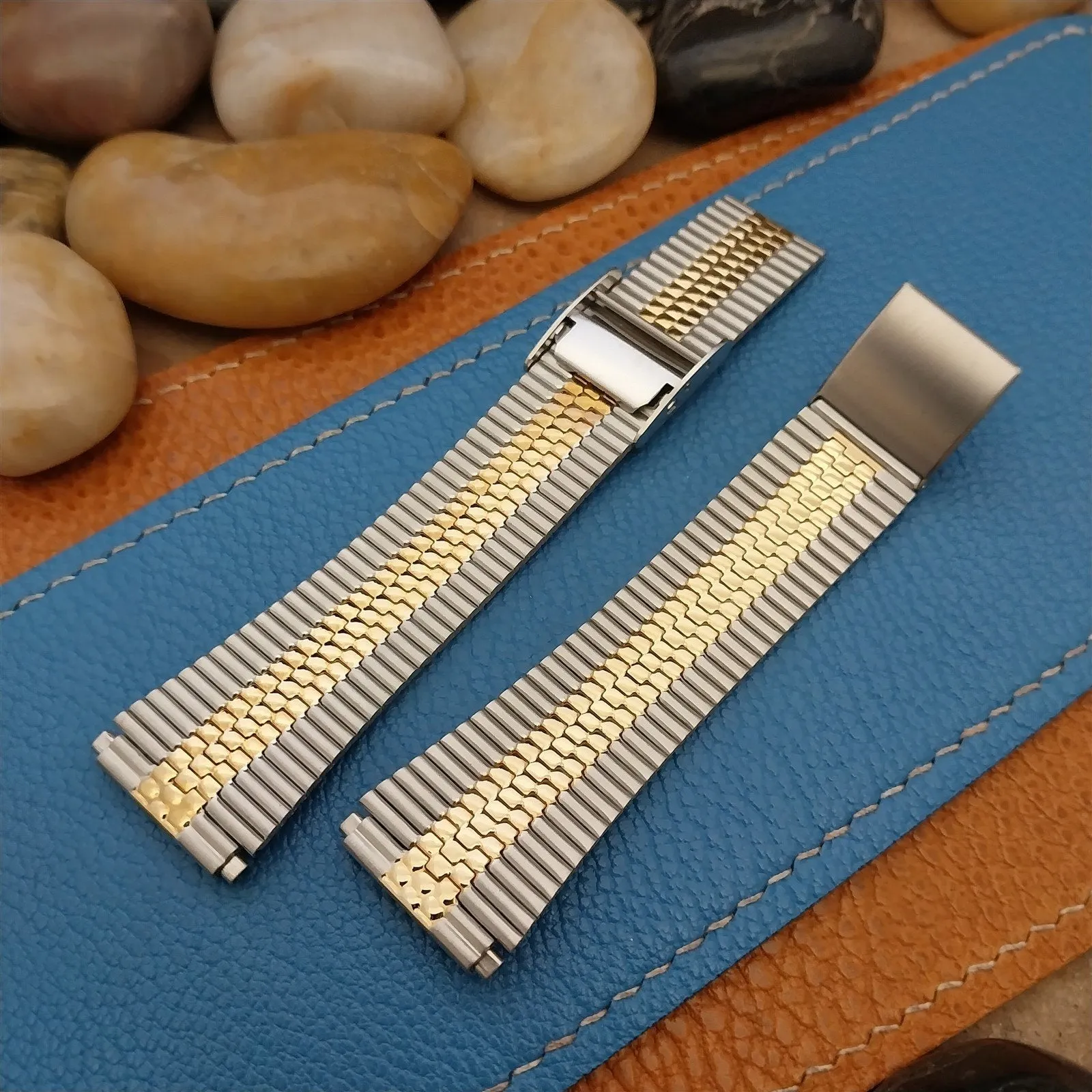 Speidel Stainless Steel & Gold-Tone 18mm 19mm 20mm NOS 1970s Vintage Watch Band