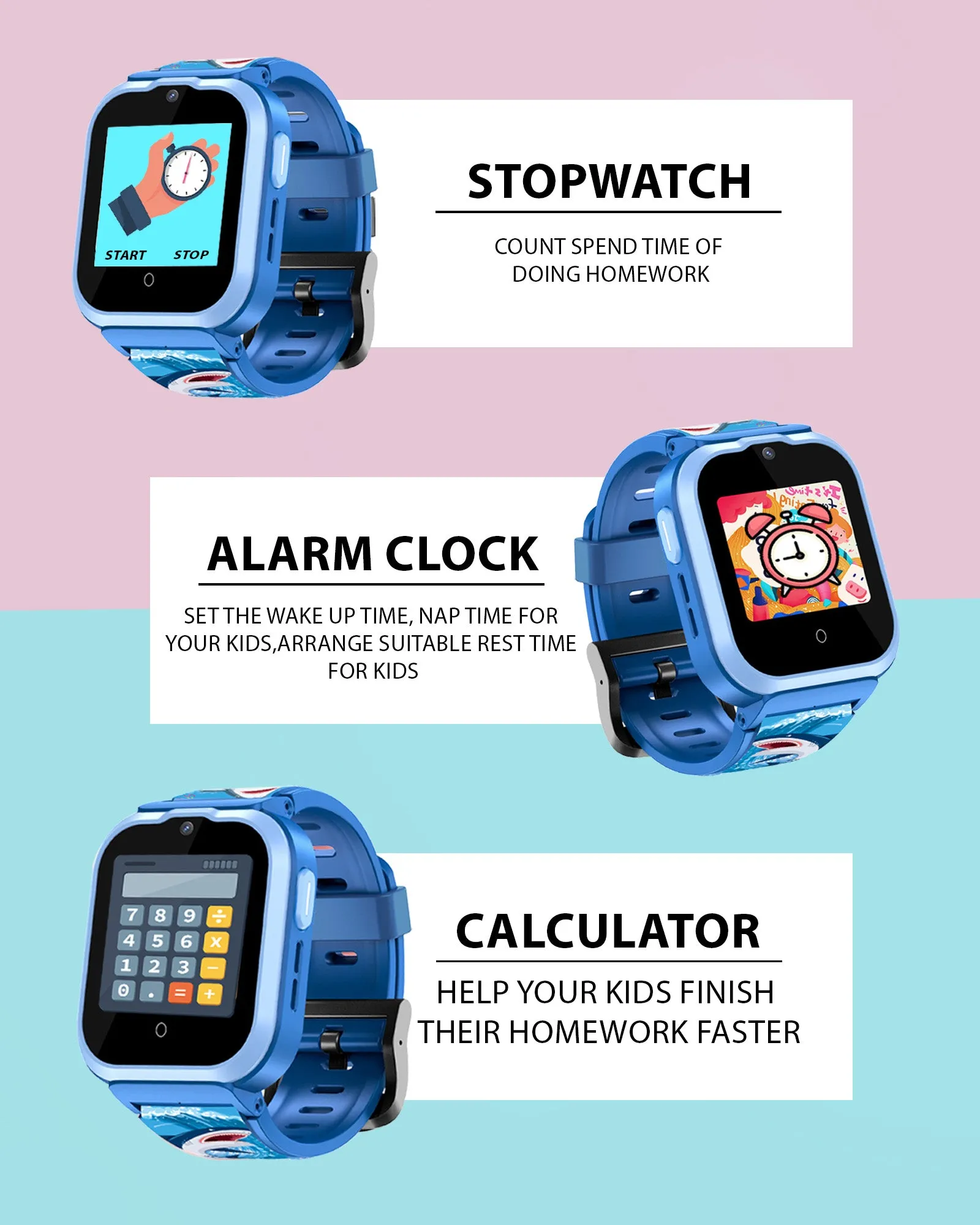 Spiky Cyclops 4g Video & Voice Calling Dewatering Waterproof Kids Smartwatch - Blue