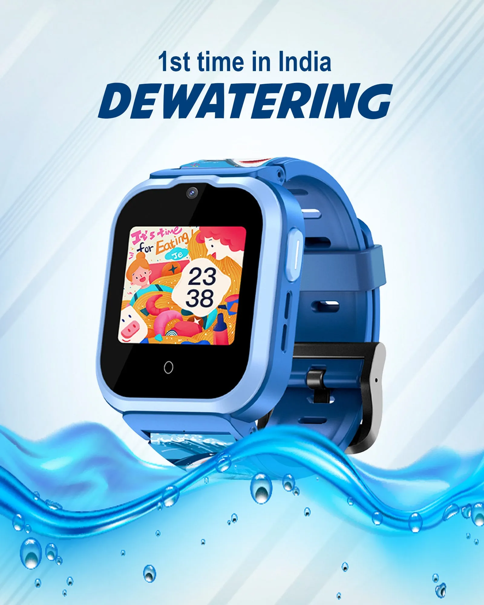 Spiky Cyclops 4g Video & Voice Calling Dewatering Waterproof Kids Smartwatch - Blue