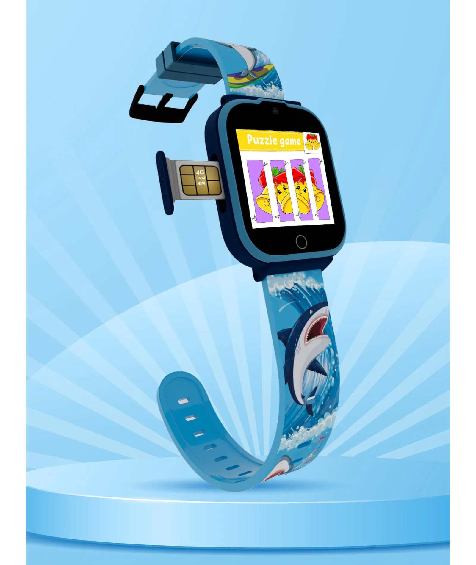 Spiky Cyclops 4g Video & Voice Calling Dewatering Waterproof Kids Smartwatch - Blue