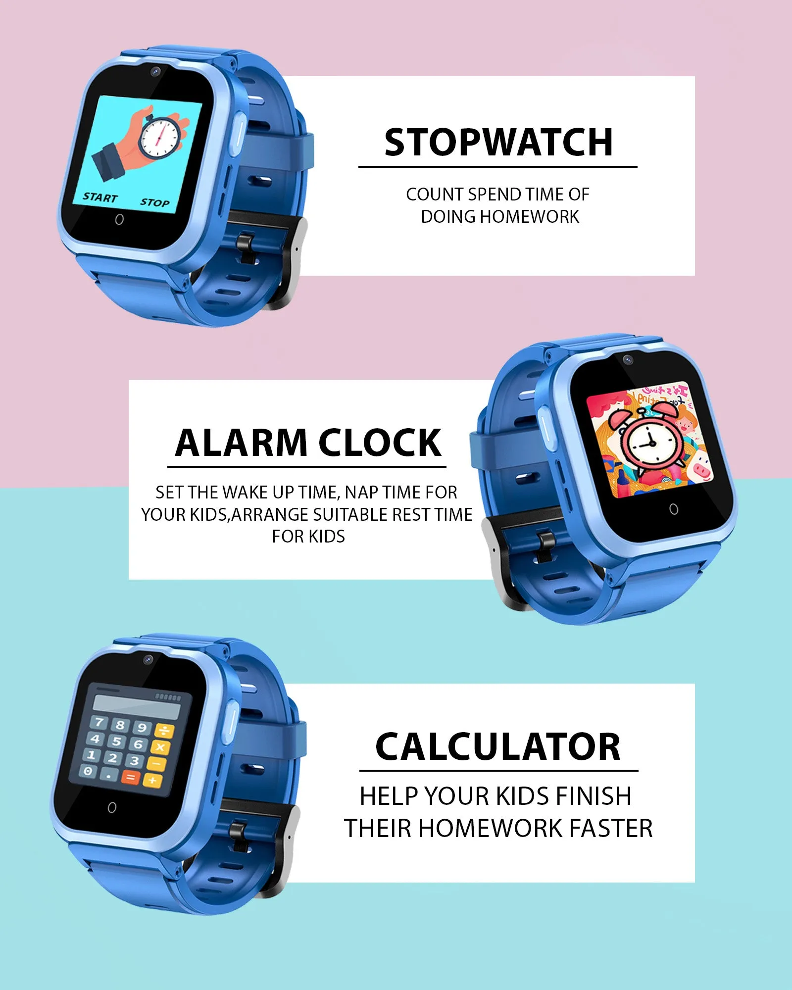 Spiky Cyclops 4g Video & Voice Calling Dewatering Waterproof Kids Smartwatch - Blue