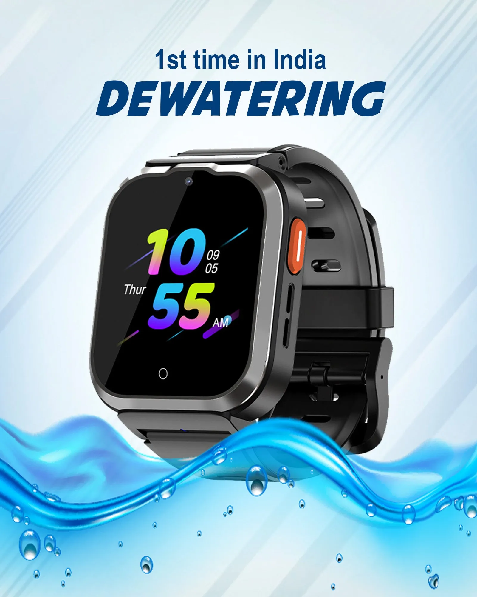 Spiky Cyclops 4g Video & Voice Calling Dewatering Waterproof Kids Smartwatch - Blue