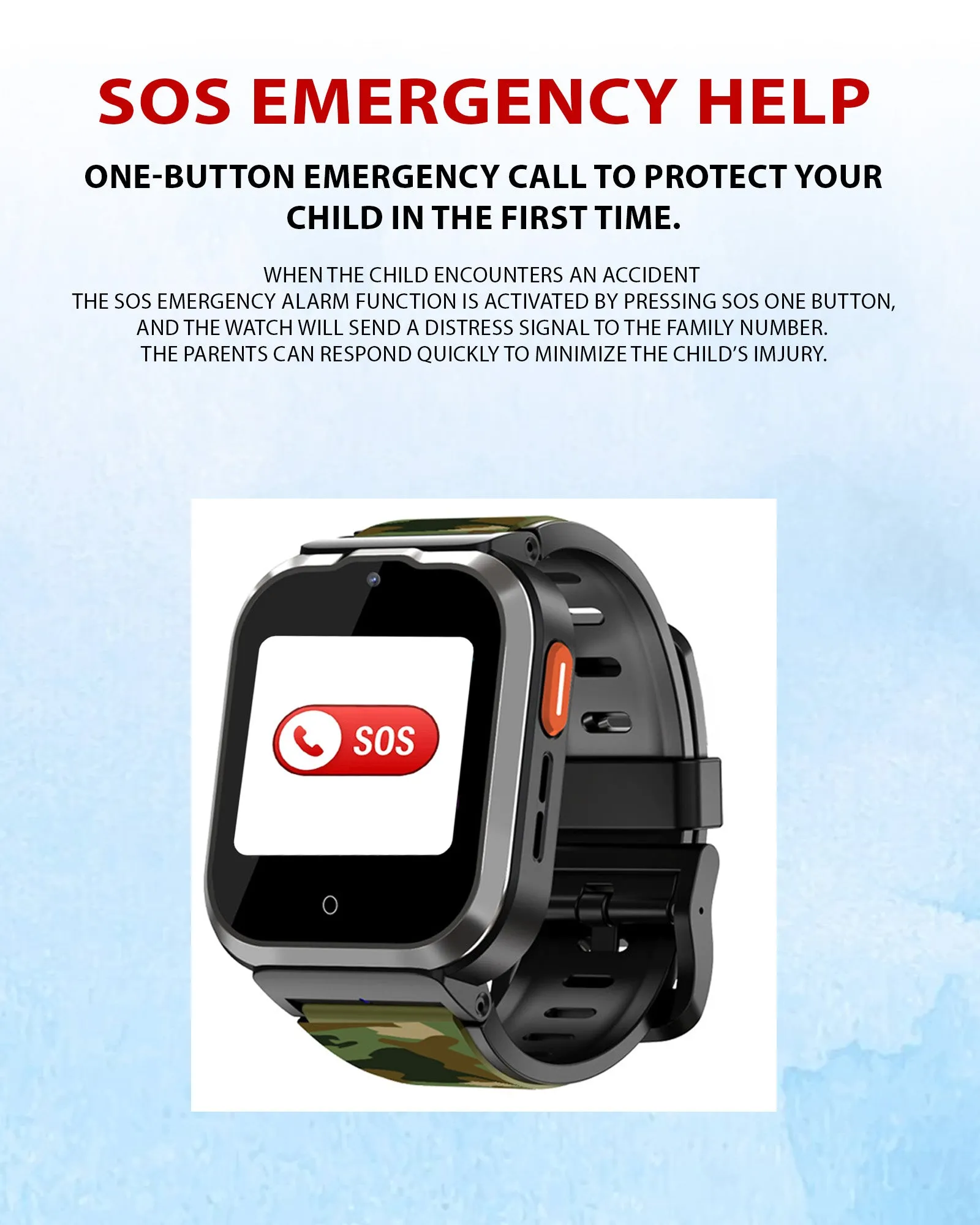 Spiky Cyclops 4g Video & Voice Calling Dewatering Waterproof Kids Smartwatch - Blue