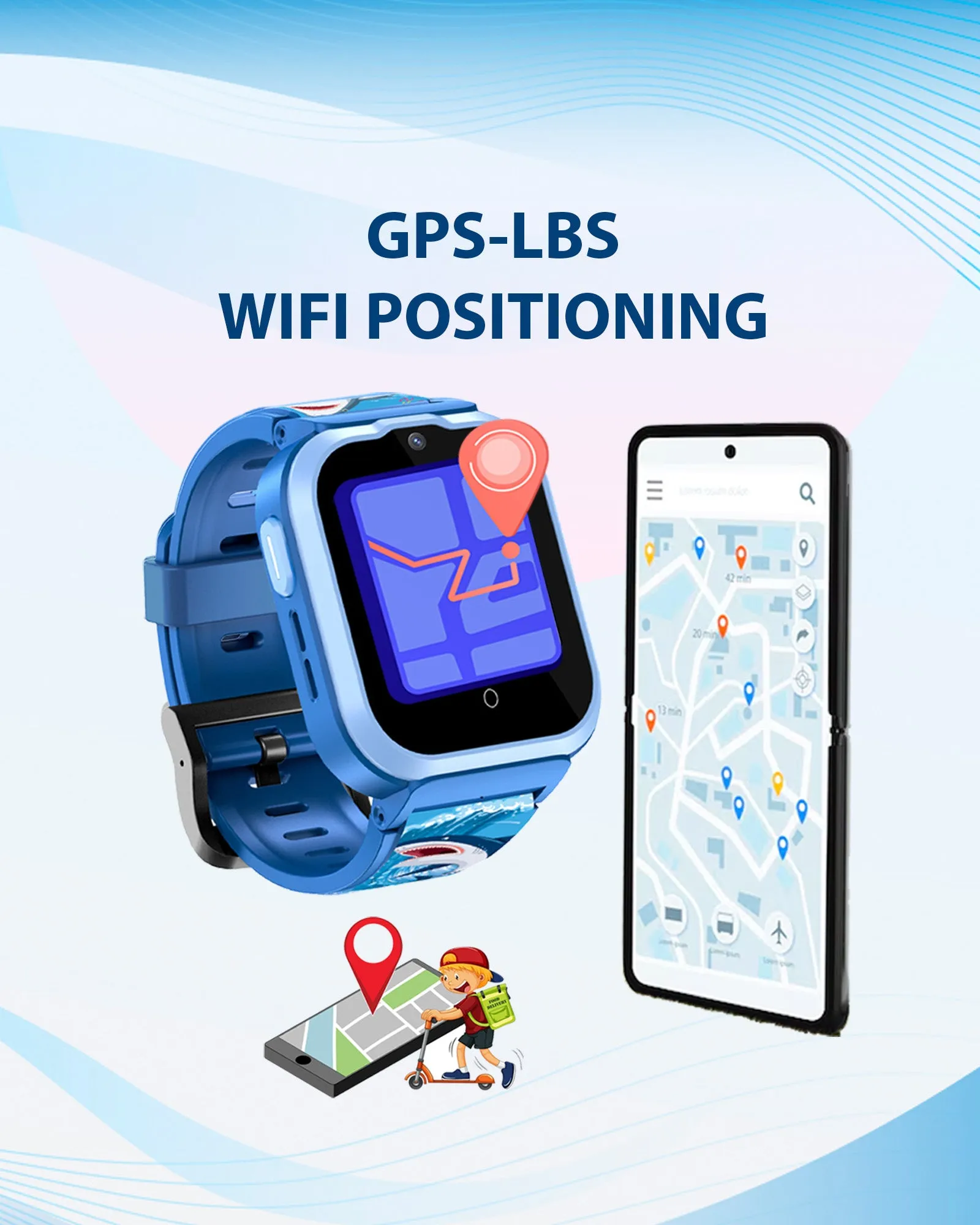 Spiky Cyclops 4g Video & Voice Calling Dewatering Waterproof Kids Smartwatch - Blue