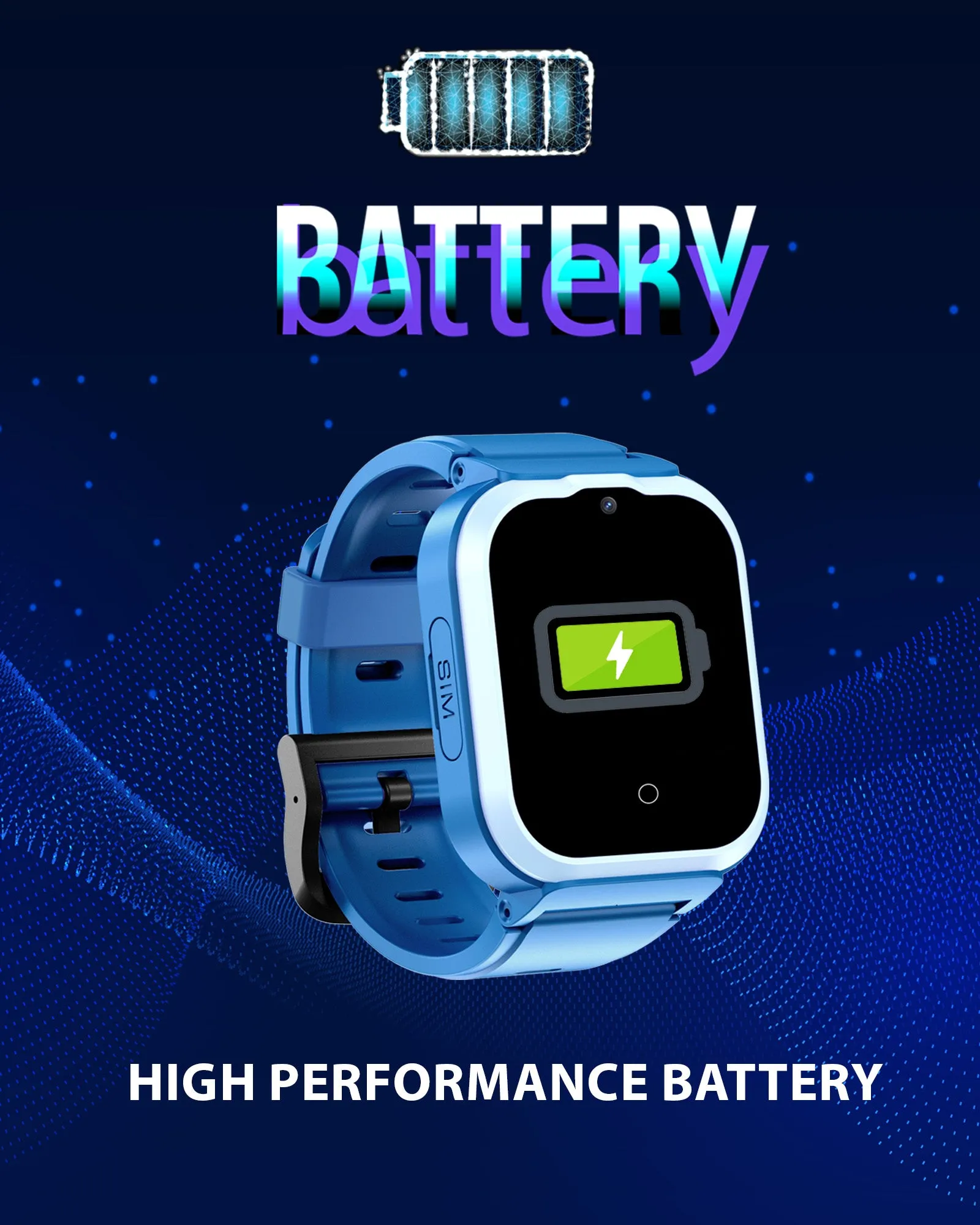 Spiky Cyclops 4g Video & Voice Calling Dewatering Waterproof Kids Smartwatch - Blue