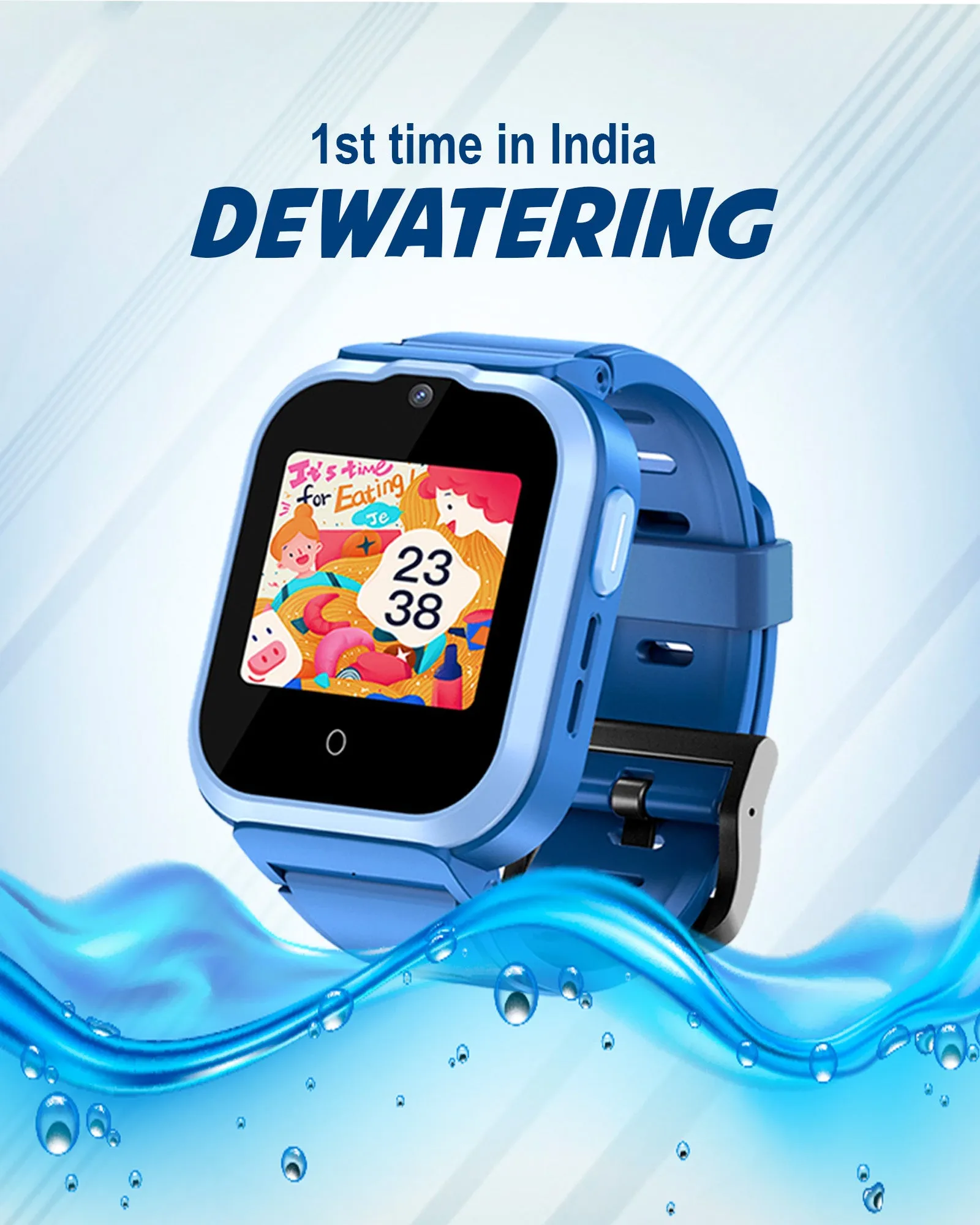 Spiky Cyclops 4g Video & Voice Calling Dewatering Waterproof Kids Smartwatch - Blue