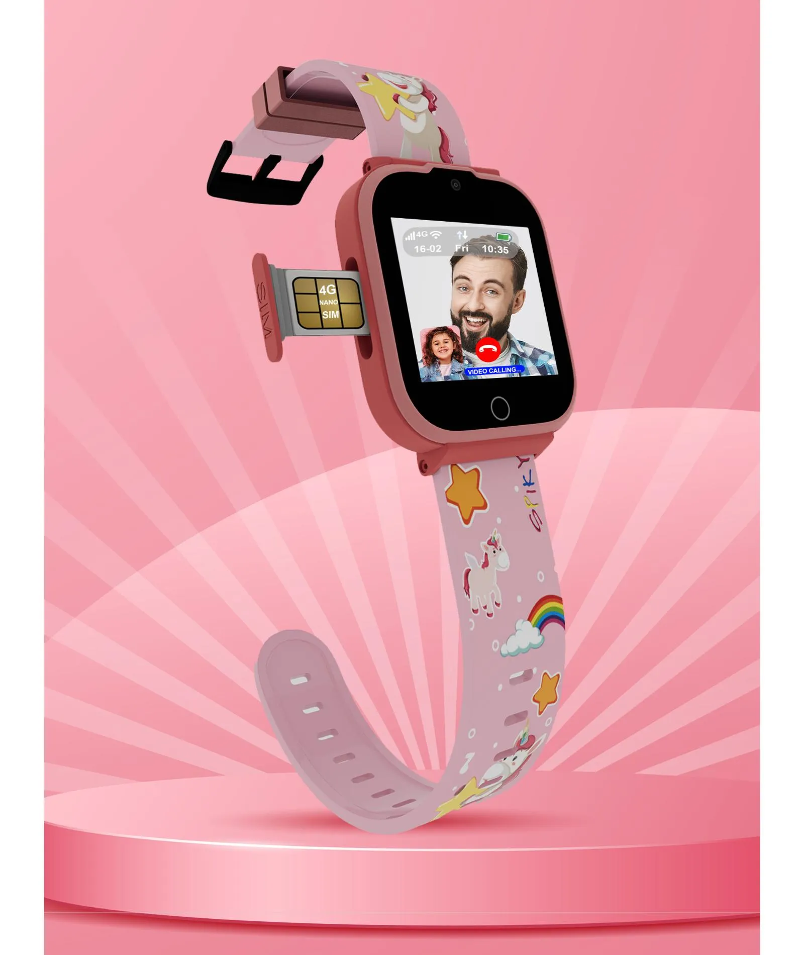 Spiky Cyclops 4g Video & Voice Calling Dewatering Waterproof Kids Smartwatch - Blue