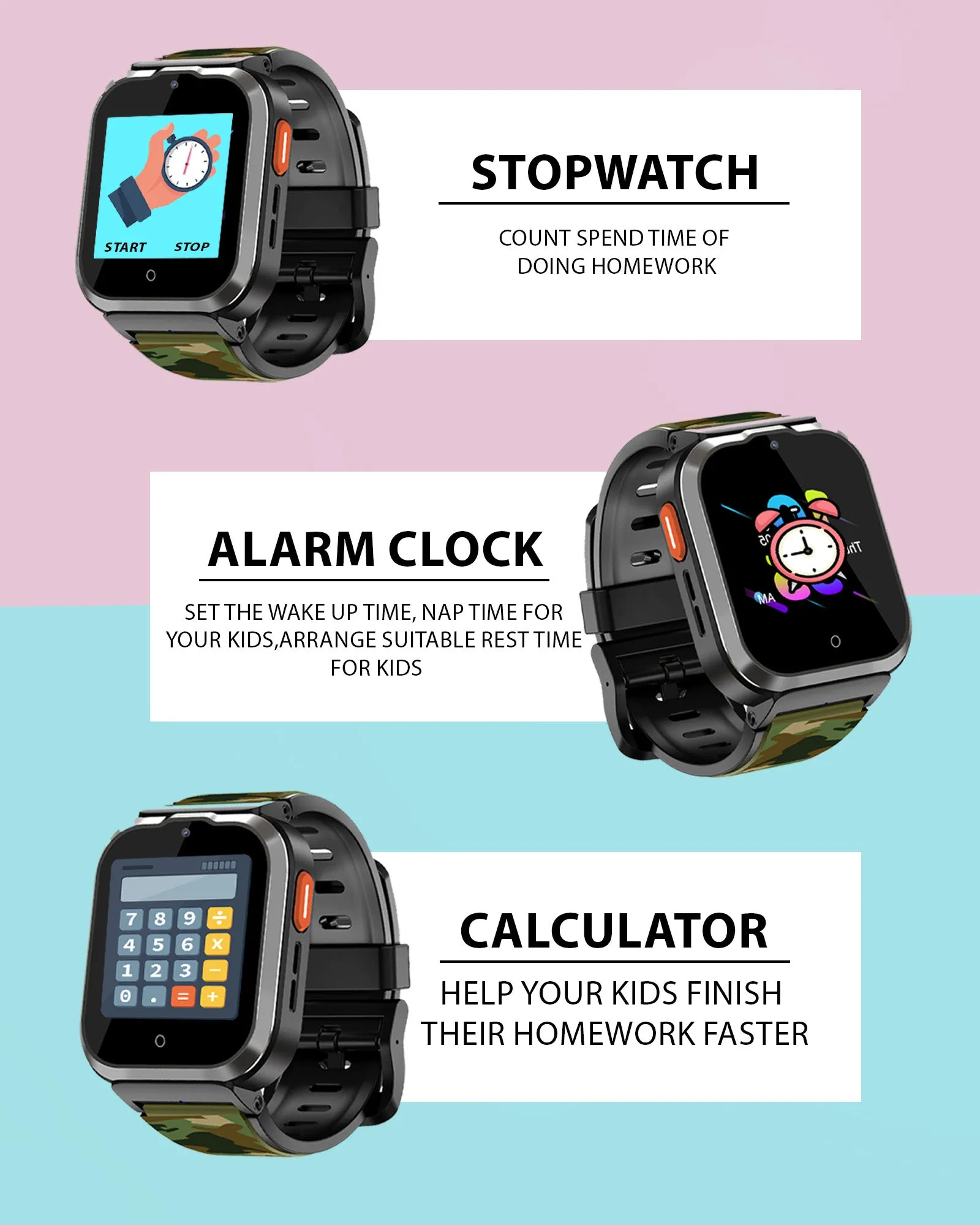Spiky Cyclops 4g Video & Voice Calling Dewatering Waterproof Kids Smartwatch - Blue