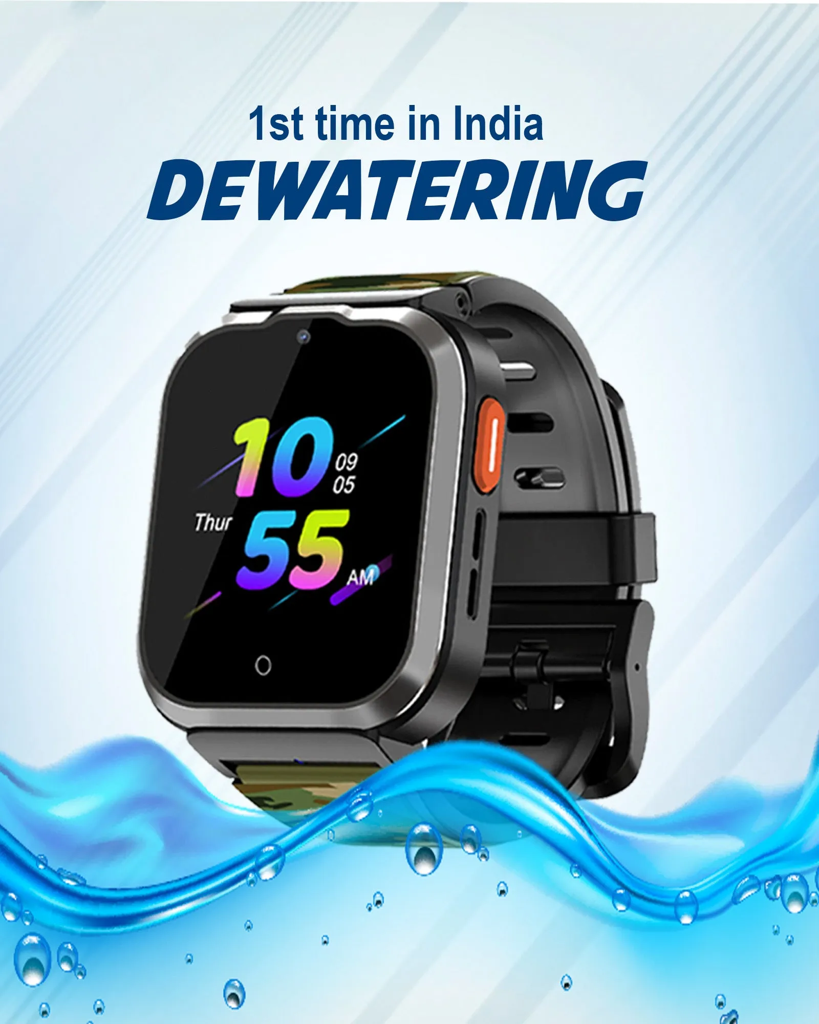 Spiky Cyclops 4g Video & Voice Calling Dewatering Waterproof Kids Smartwatch - Blue