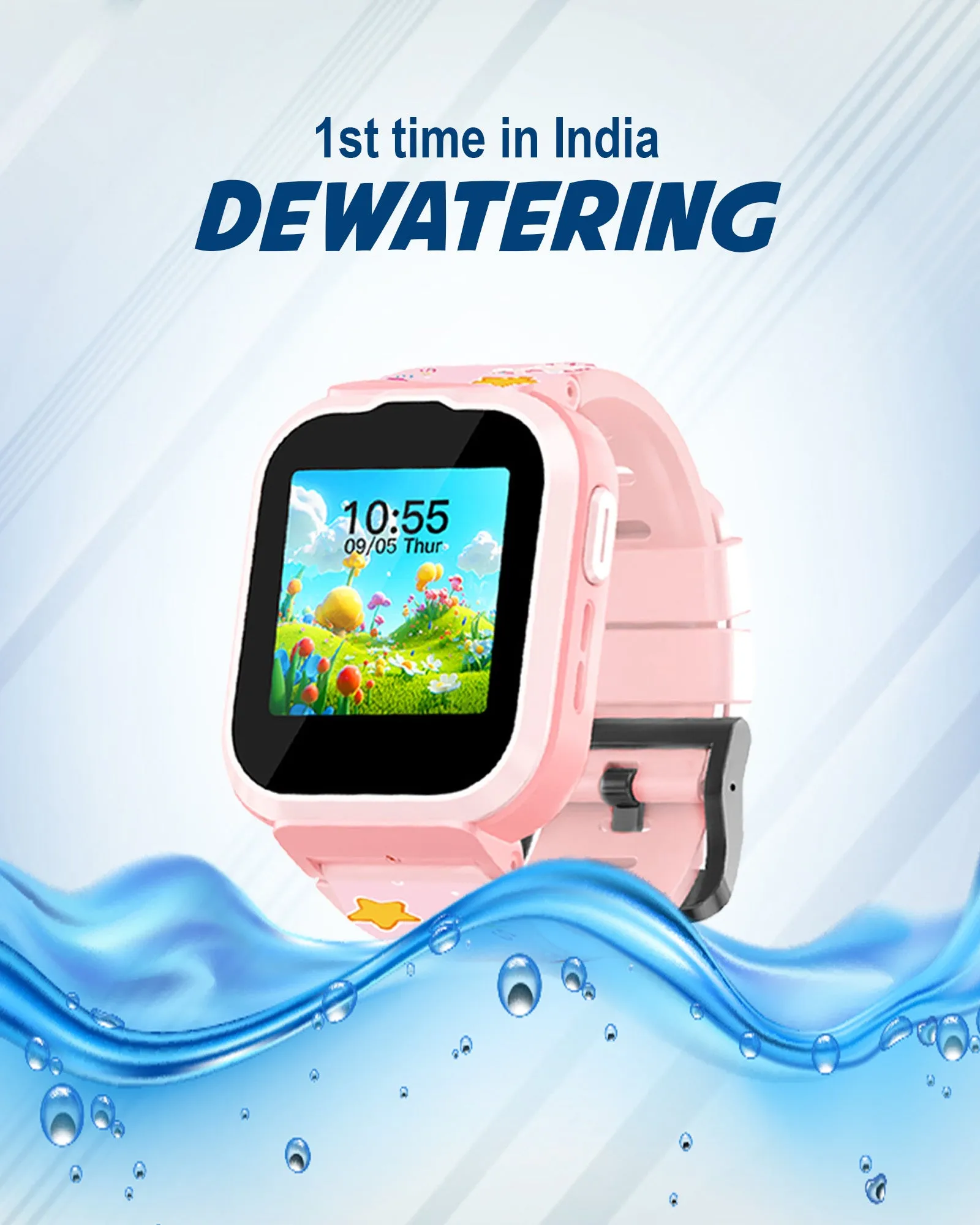 Spiky Cyclops 4g Video & Voice Calling Dewatering Waterproof Kids Smartwatch - Blue