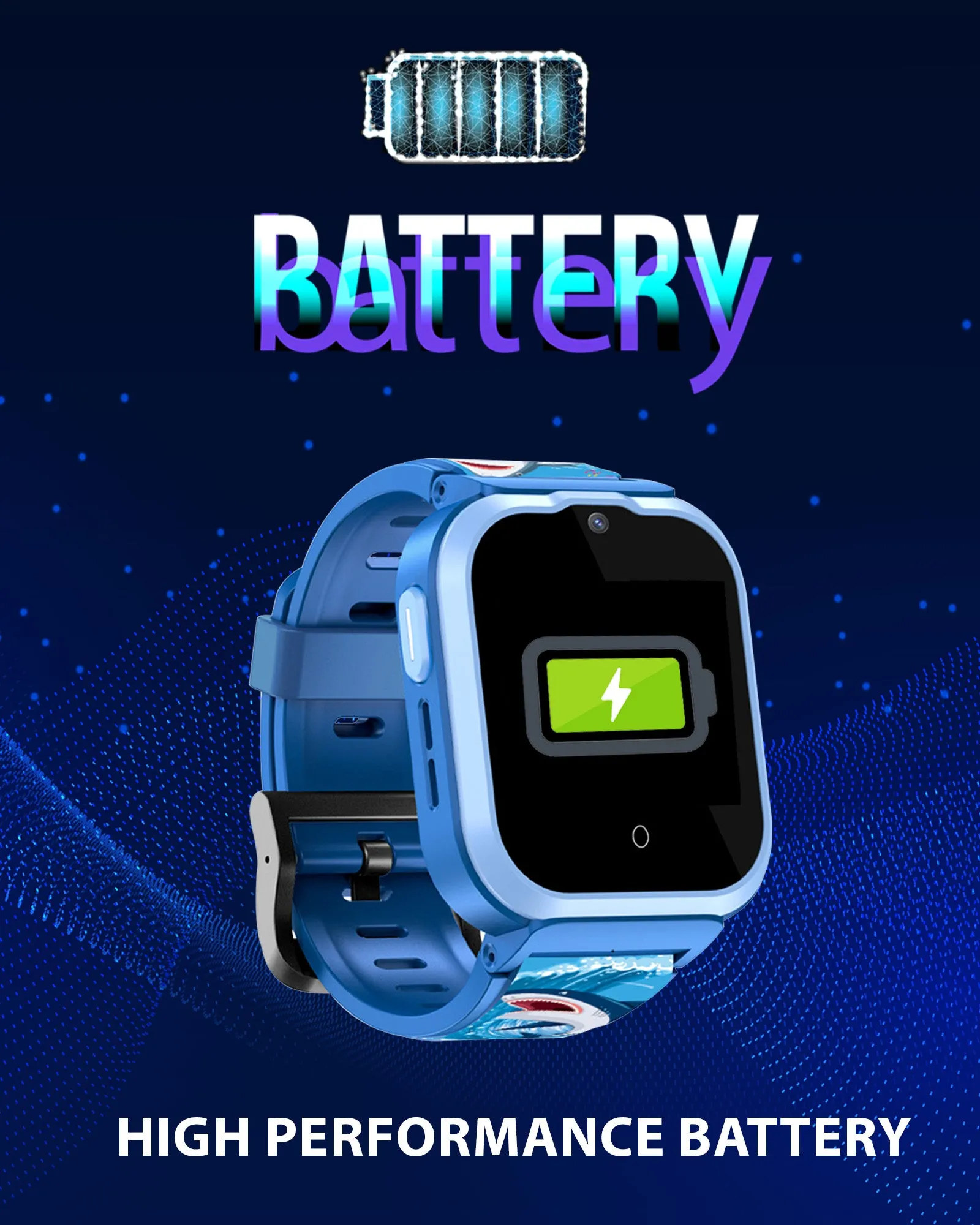 Spiky Cyclops 4g Video & Voice Calling Dewatering Waterproof Kids Smartwatch - Blue