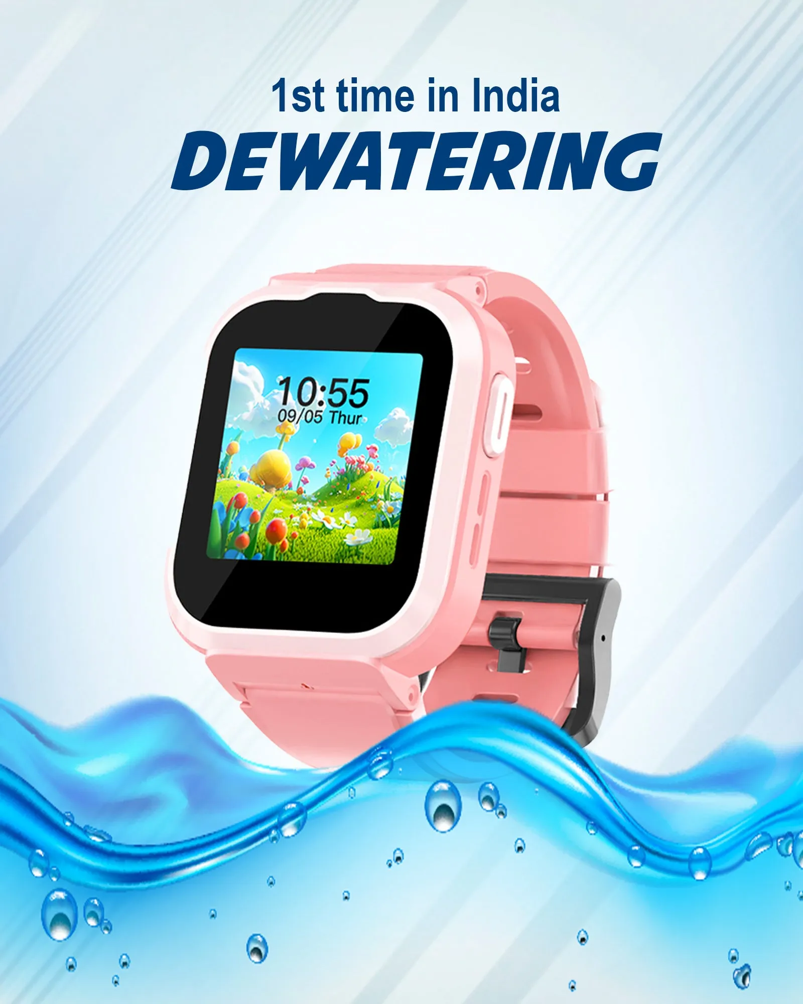 Spiky Cyclops 4g Video & Voice Calling Dewatering Waterproof Kids Smartwatch - Blue