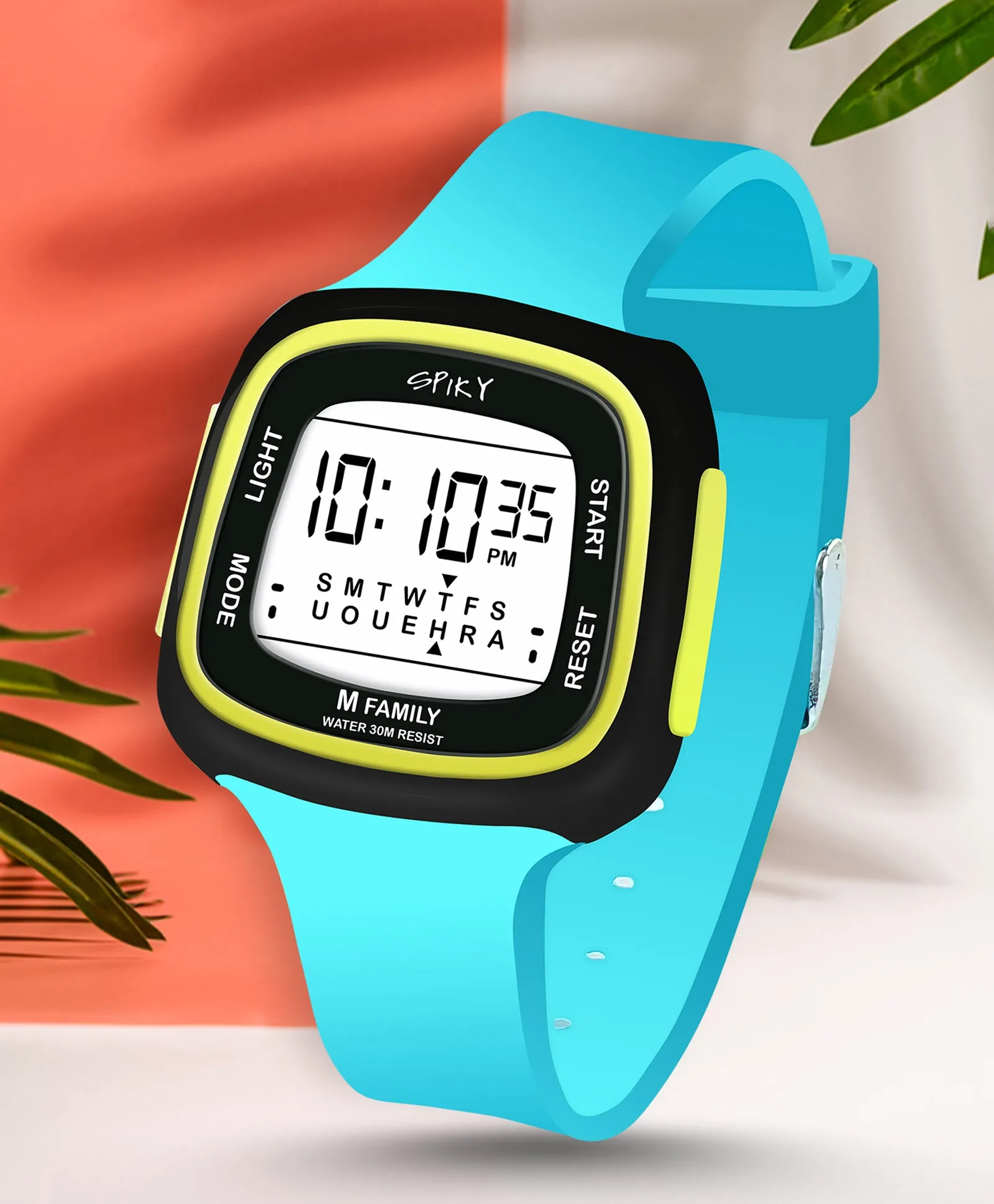 Spiky Unique Square Digital Watch for Kids - Black
