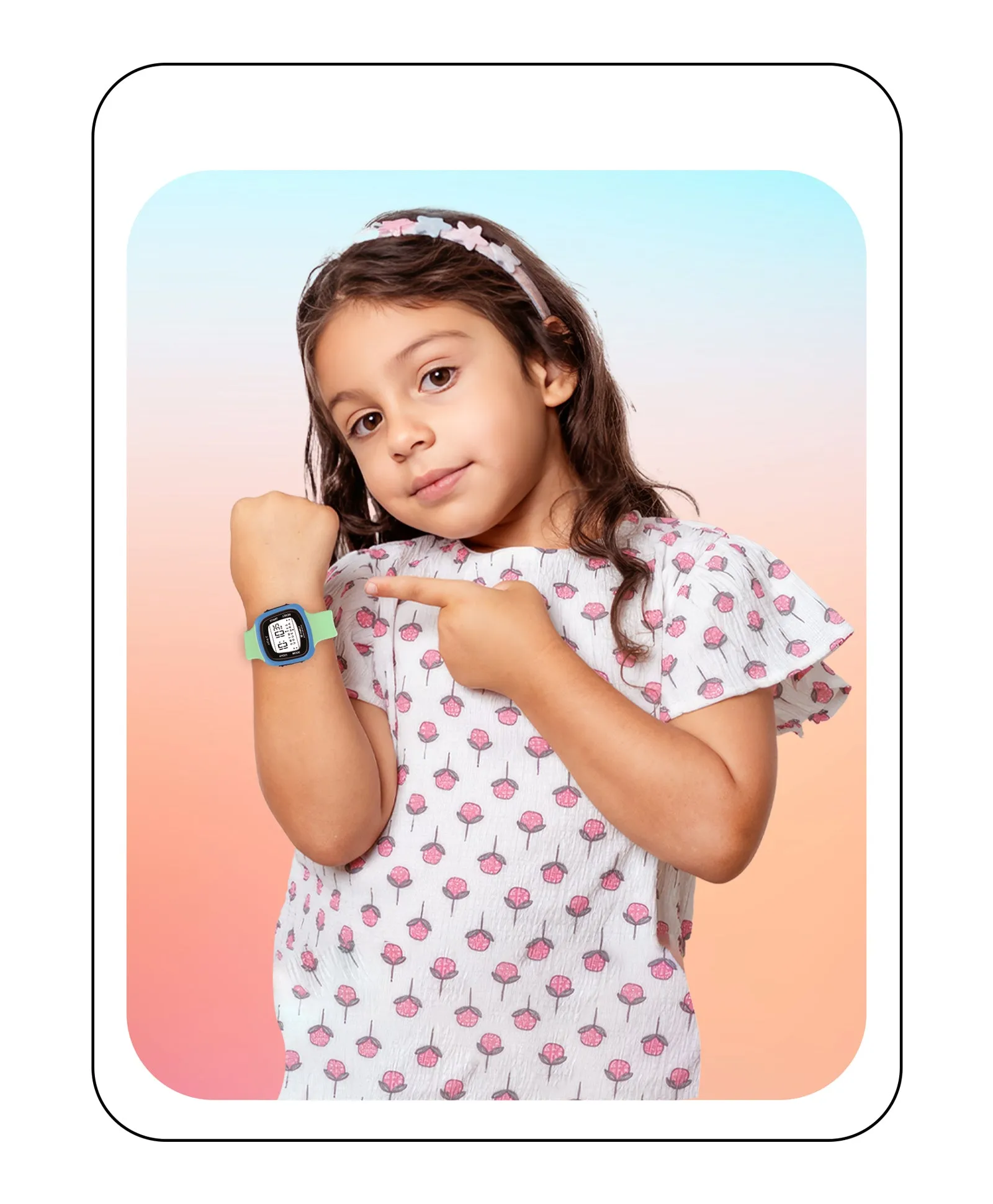 Spiky Unique Square Digital Watch for Kids - Black